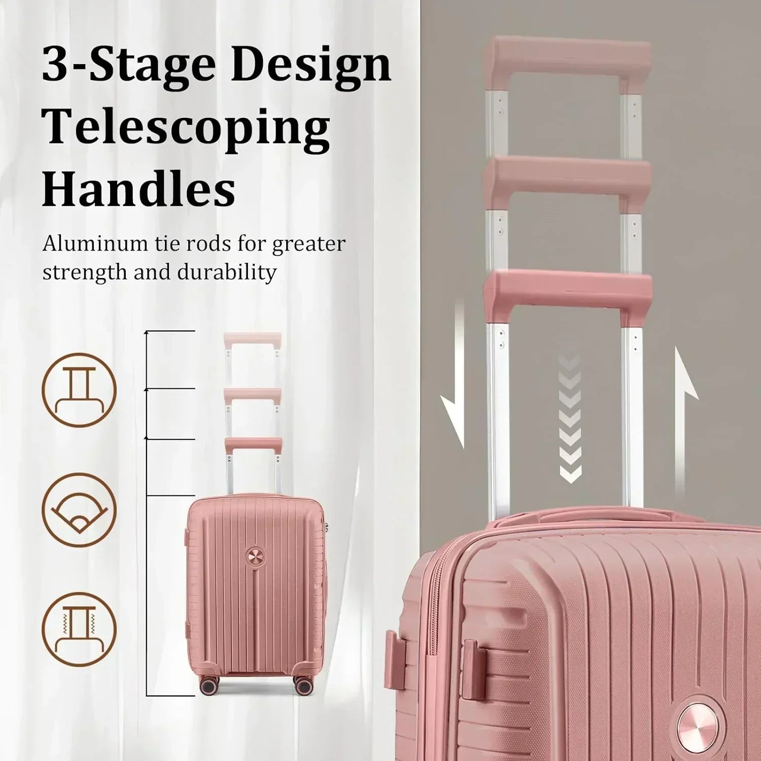 5-piece PP hardshell lightweight travel carry-on luggage set with dual spinner wheels wourant