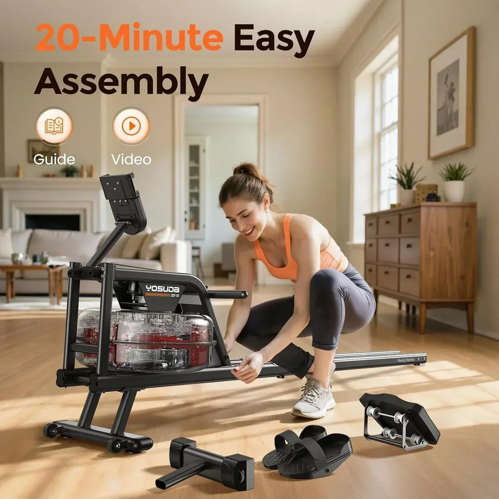 YOSUDA Home Magnet/Water Resistance Rowing Machine Support Bluetooth and Applications wourant