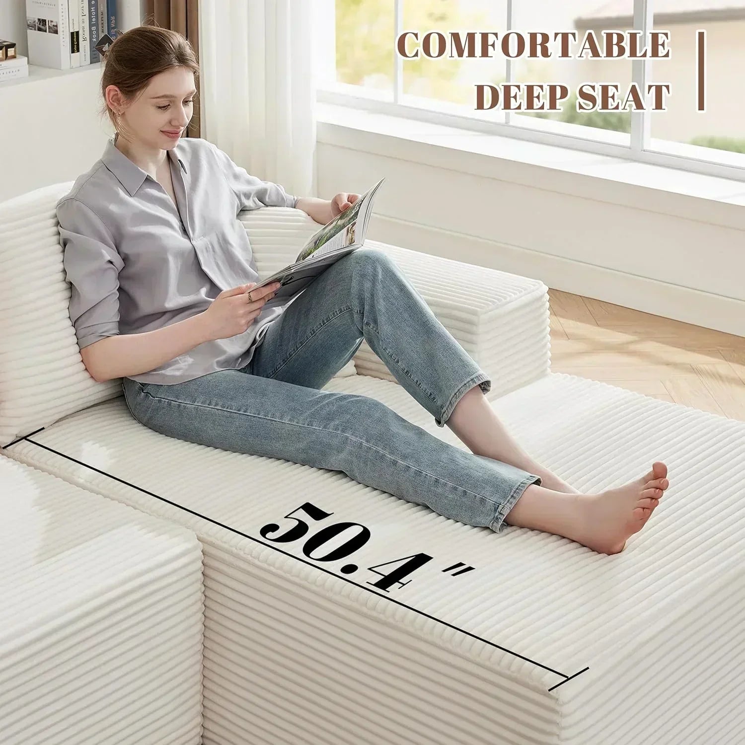 110-inch cloud sofa boneless sofa in the living room modular sofa with deep seats wourant