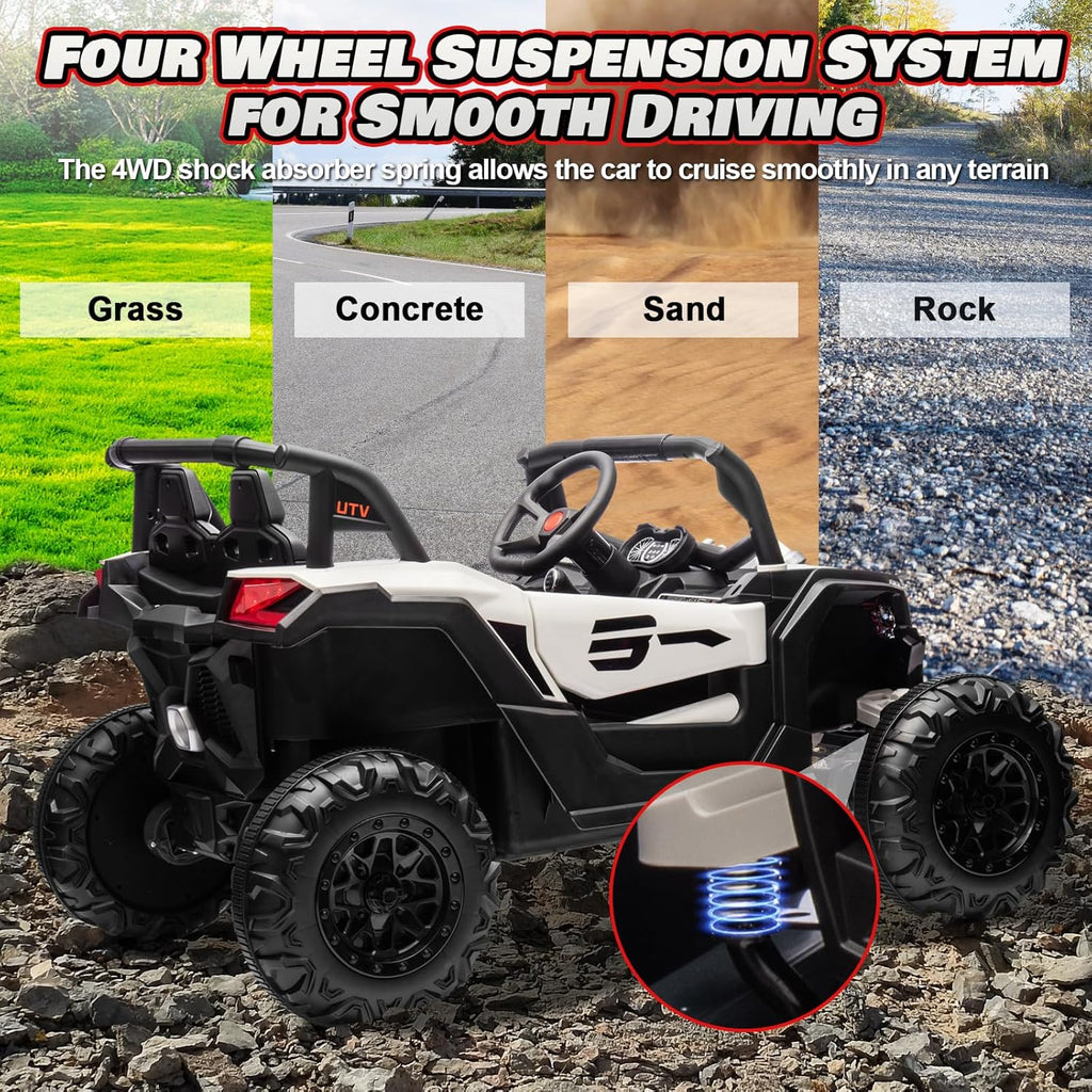 JOYRACER Kids Remote Control Car with 4 x 150W Motors Shock Absorbers Bluetooth MP3 Player wourant