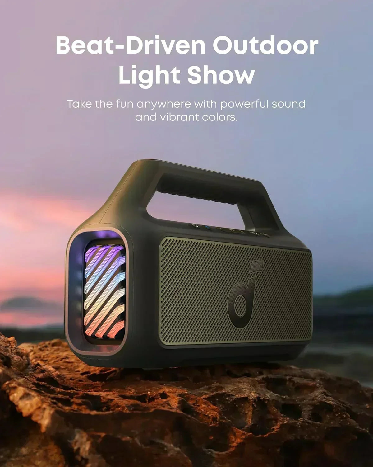 Outdoor Speaker 80W Subwoofer BassUp 2.0 24H Playtime IPX7 Waterproof Floatable RGB Lights wourant