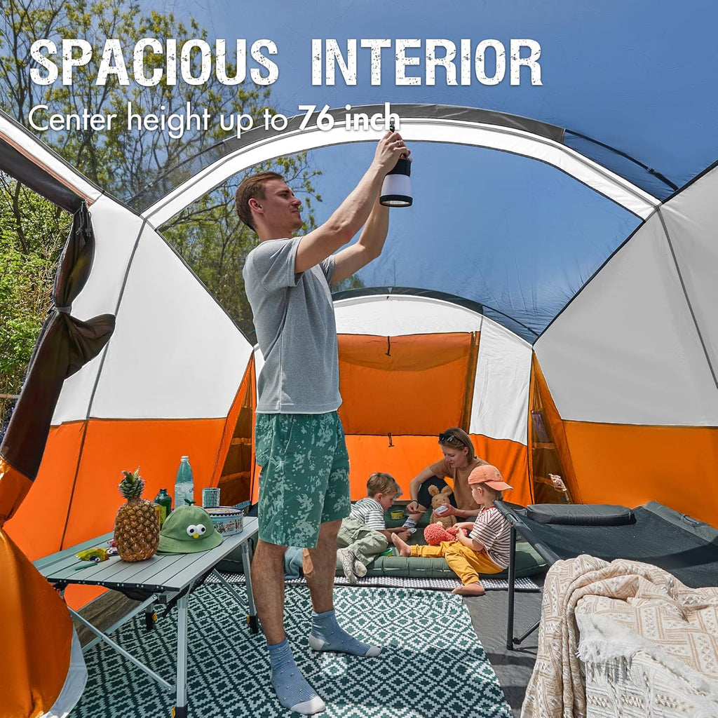 PORTAL 6/8/10 Person Family Camping Tent with Screen Room Water Resistant Big Tunnel Tent wourant