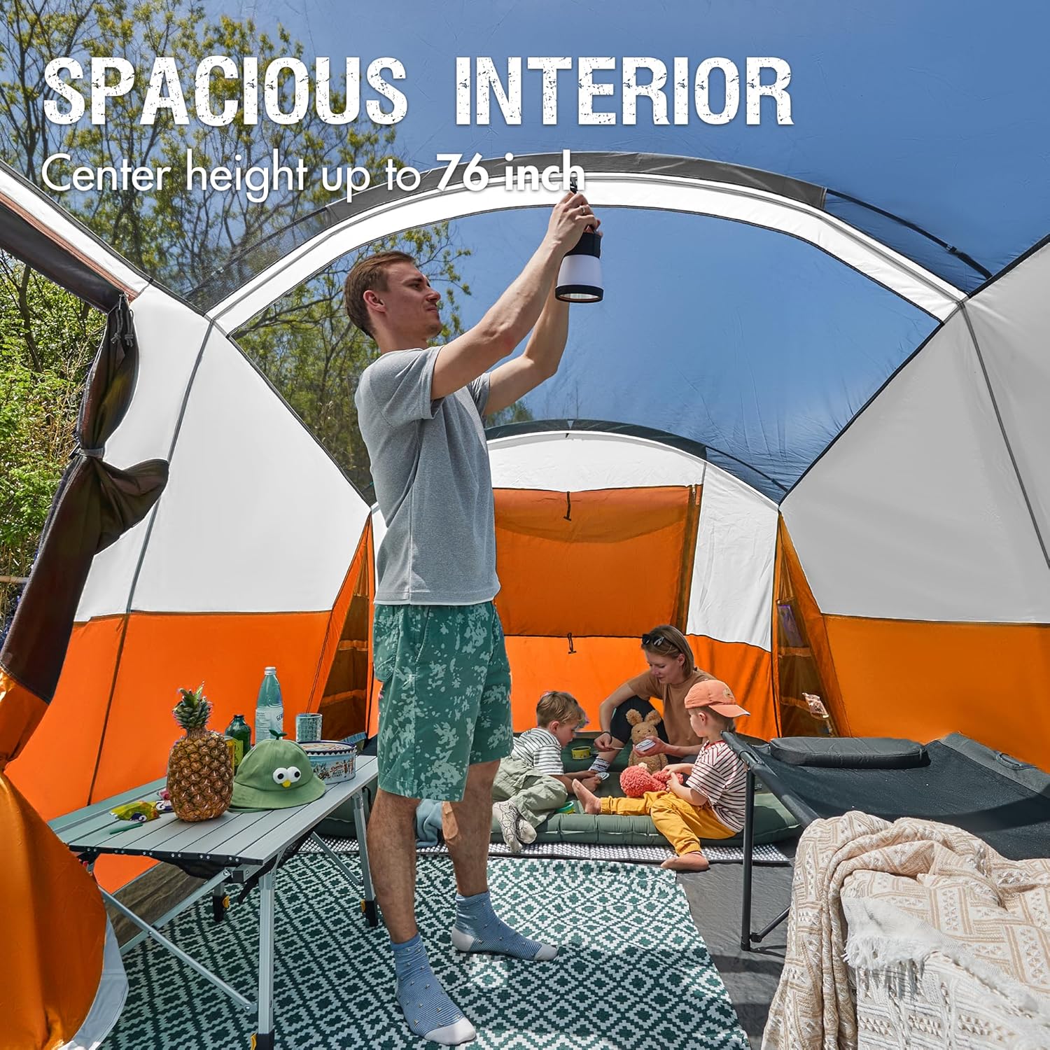 PORTAL 6/8/10 Person Family Camping Tent with Screen Room Water Resistant Big Tunnel Tent wourant