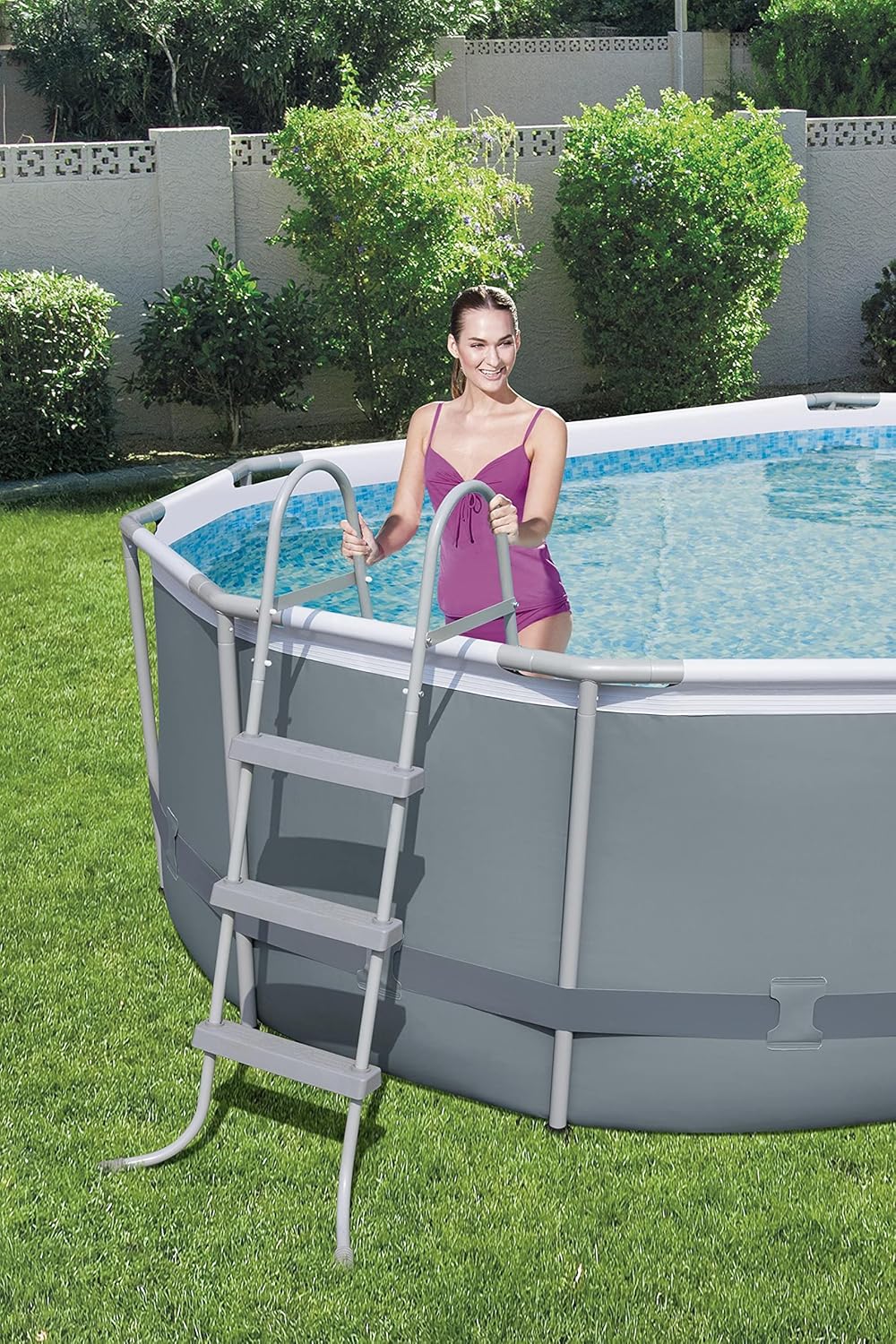 Power Steel 14' x 8'2" x 39.5" Oval Above Ground Pool Set Includes 530gal Filter Pump Ladder wourant