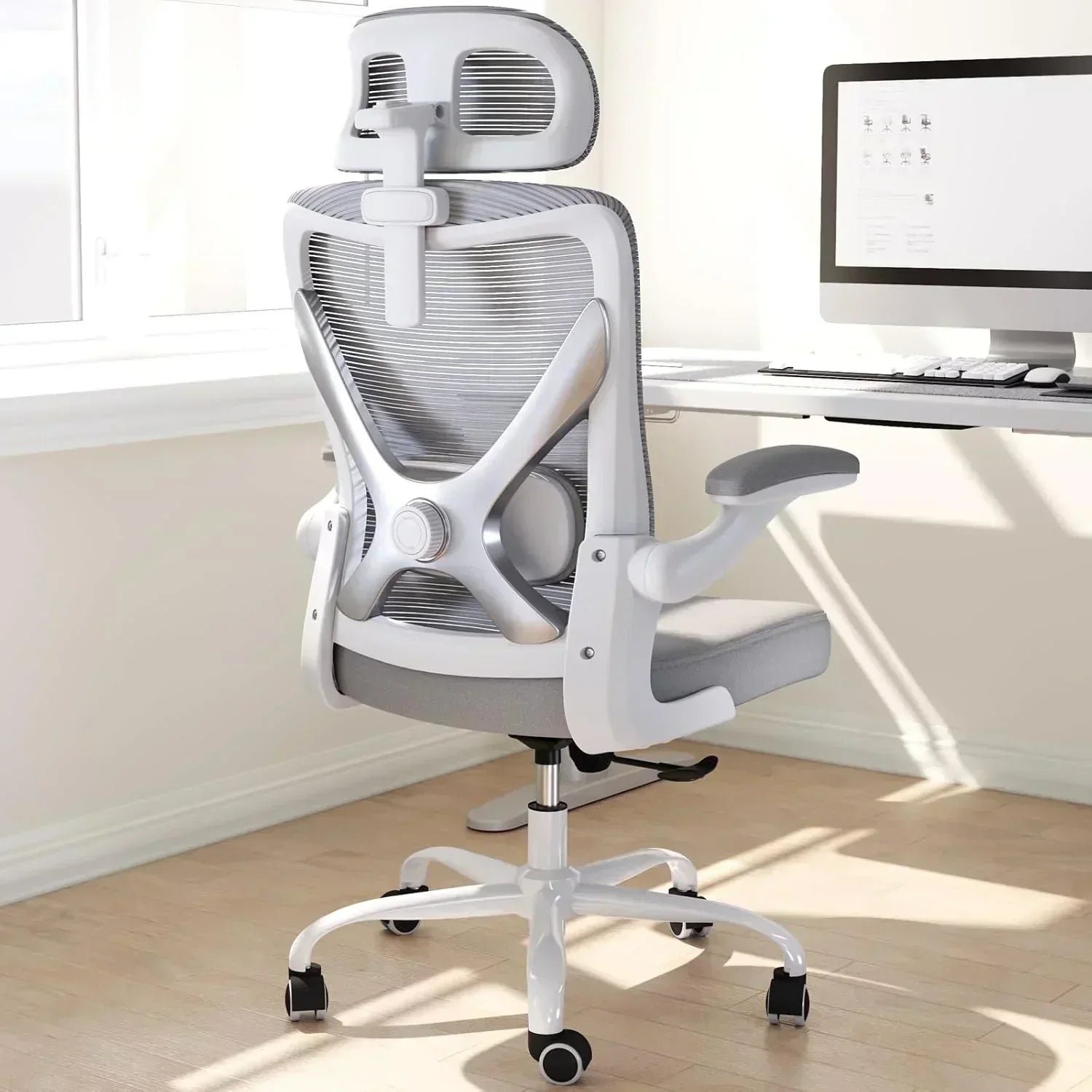 Office computer desk and chair gaming chair with lumbar support and headrest wourant