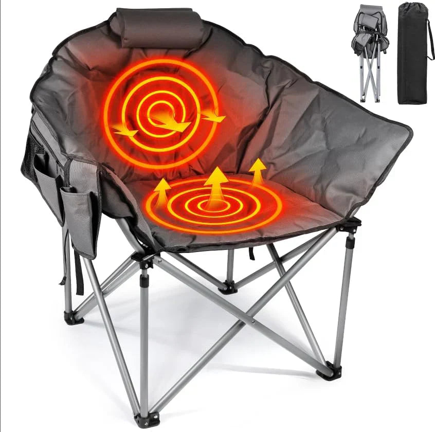 Heated Camping Chair Extra Large Heated Chair Outdoor Sports Chair with 3 Heat Levels on Back wourant