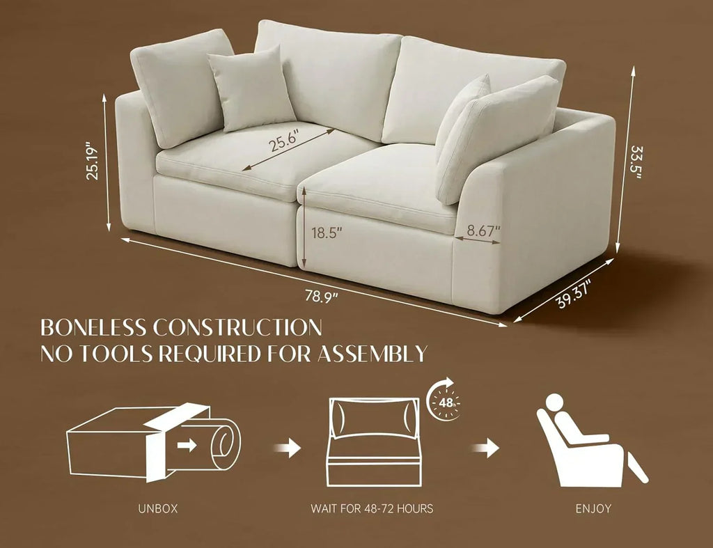 110 inch cloud sectional sofa for living room convertible L-shaped sofa 3 seater sectional sofa wourant