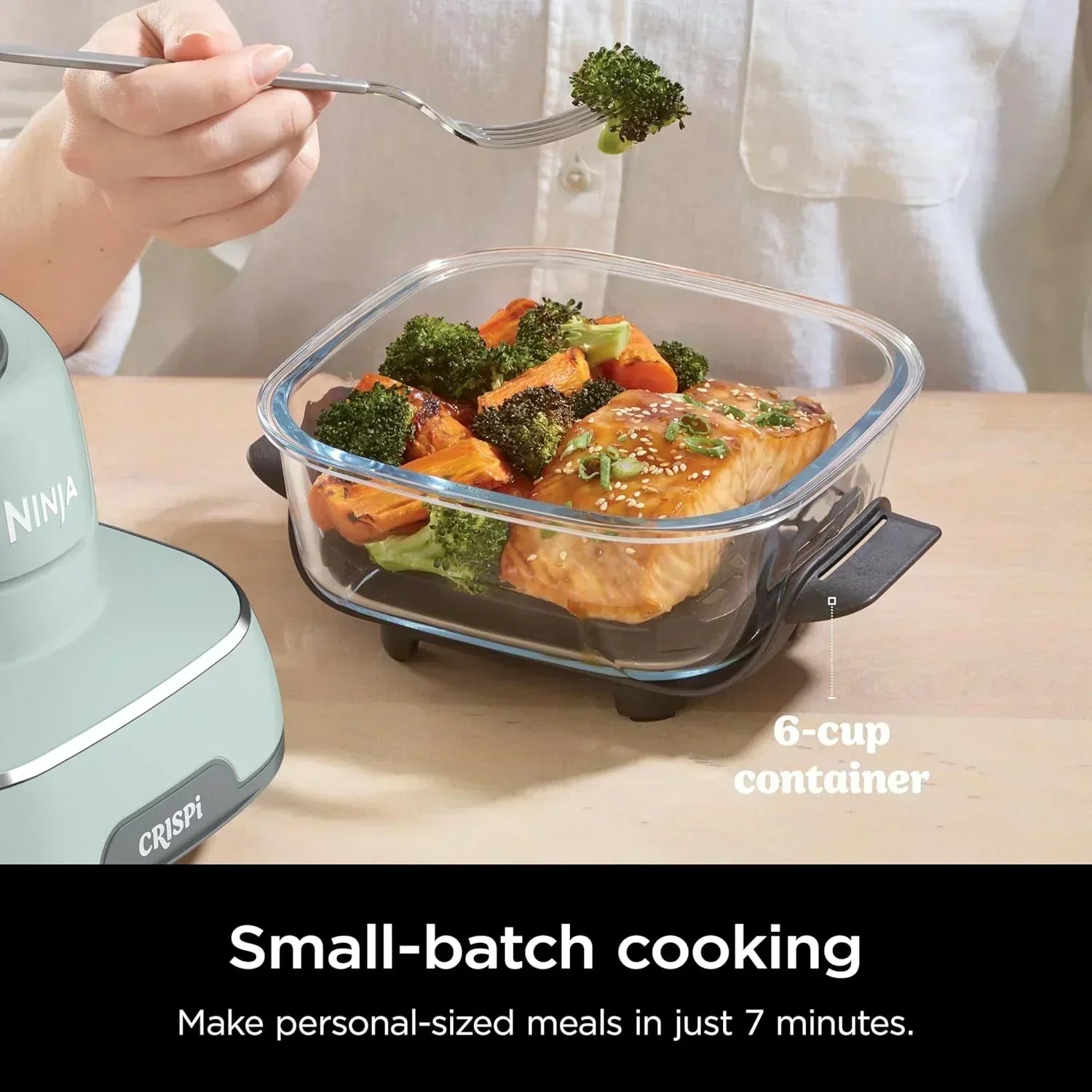 Ninja Crispi 4 in 1 Portable Glass Air Fryer Cooking System 4QT 6 Cup TempWare Glass Containers wourant