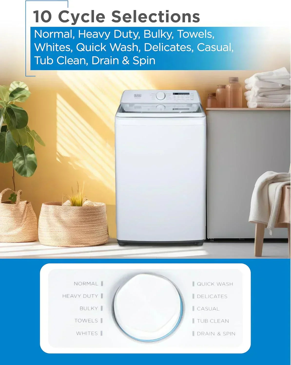 Portable Washer 6.6 lb. Capacity Washing Machine for Homes & Apartments 5 Wash Cycles wourant