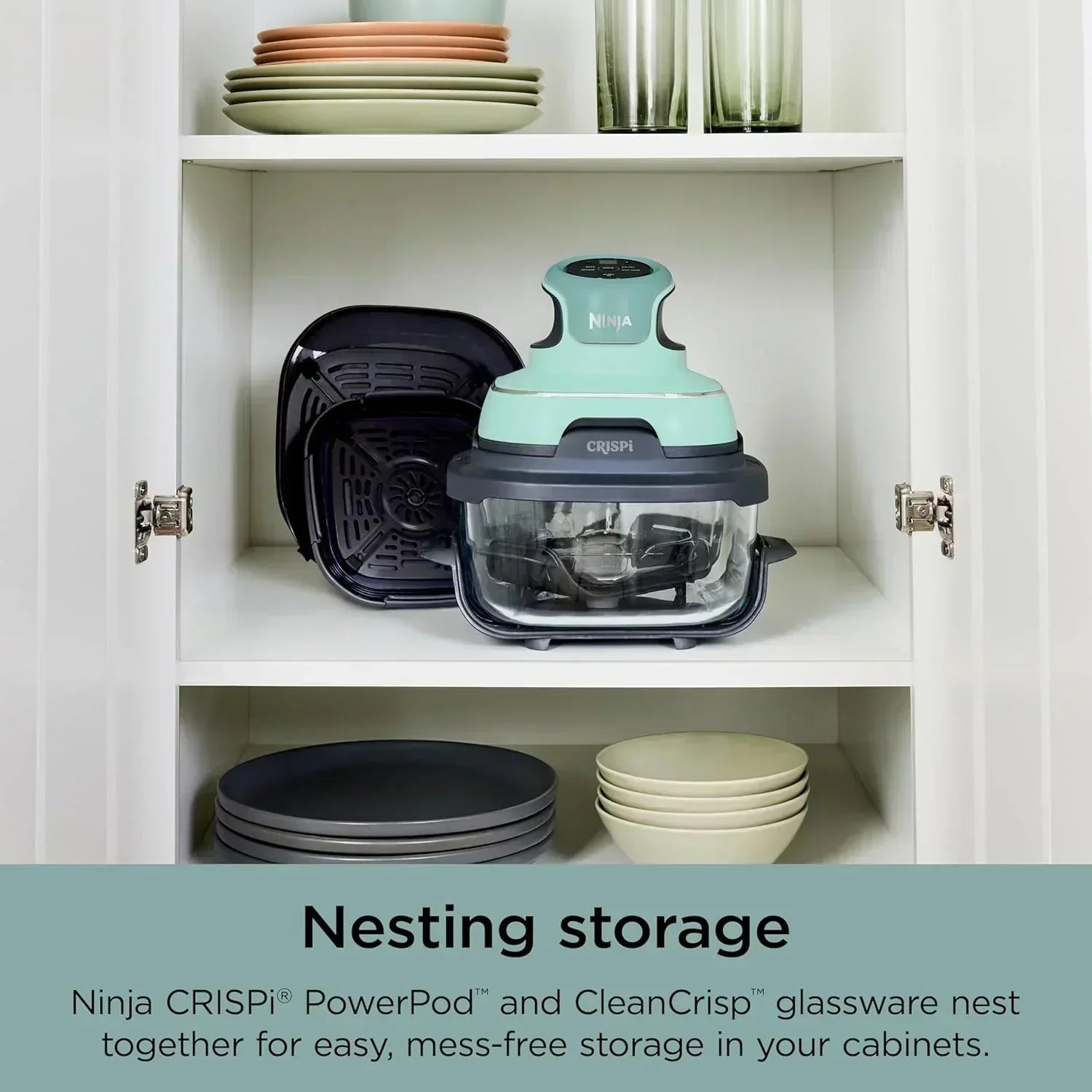 Ninja Crispi 4 in 1 Portable Glass Air Fryer Cooking System 4QT 6 Cup TempWare Glass Containers wourant