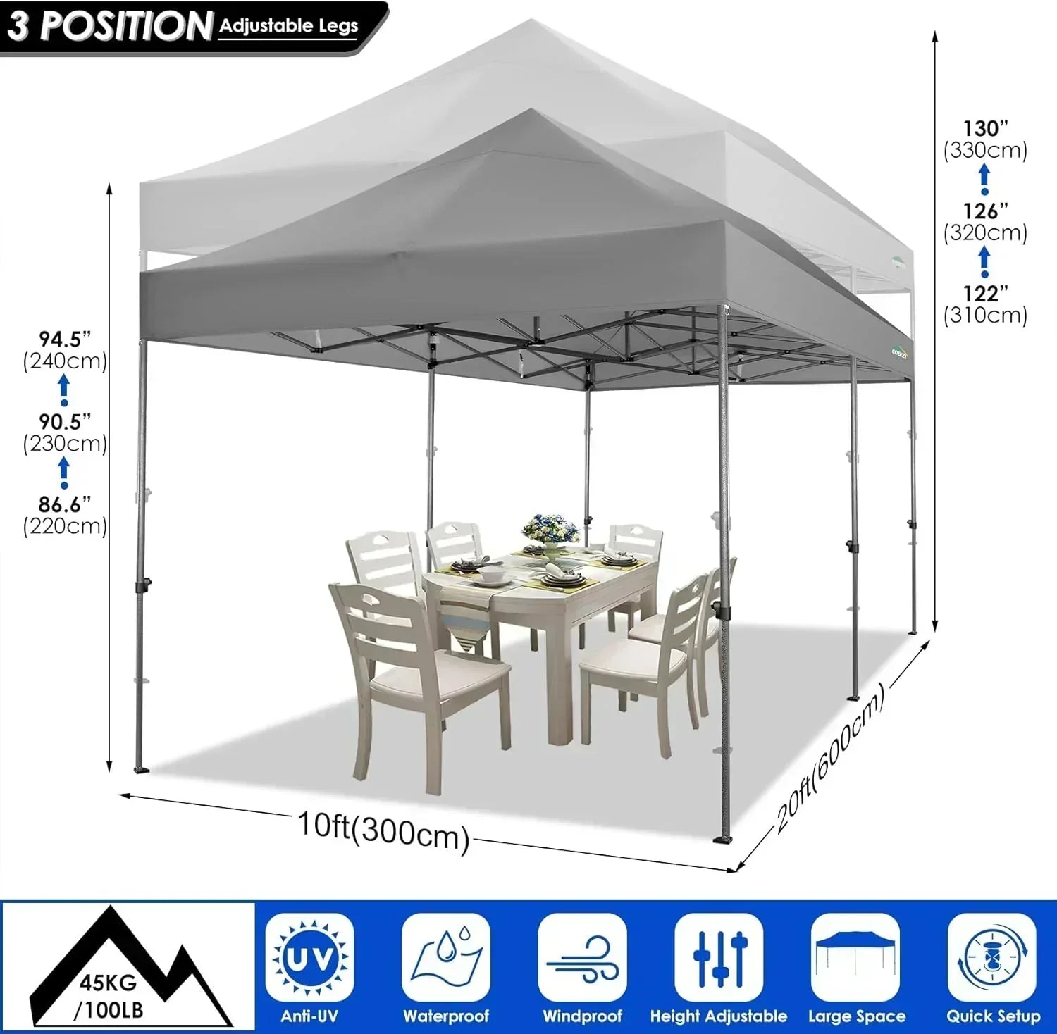 COBIZI 10x20 Heavy Duty Pop up Canopy Tent 6 sidewalls Commercial Canopy Wedding Party Tents wourant
