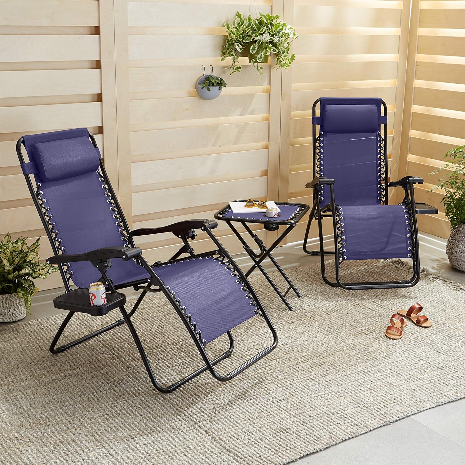 Amazon Basics Outdoor Patio Mesh Adjustable Zero Gravity Lounge Chair Recliners set of 2 wourant