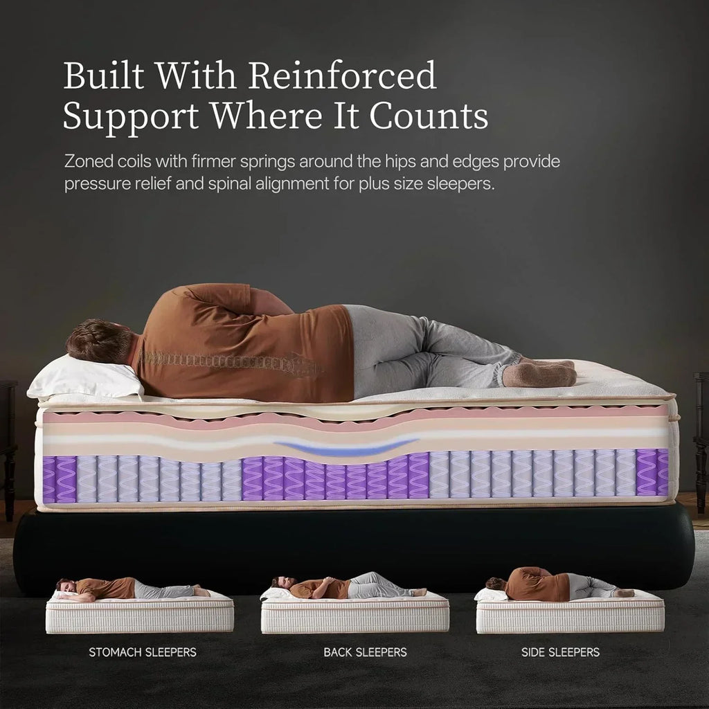 14-inch queen-size hybrid mattress with cooling gel memory foam and zoned pocket springs wourant