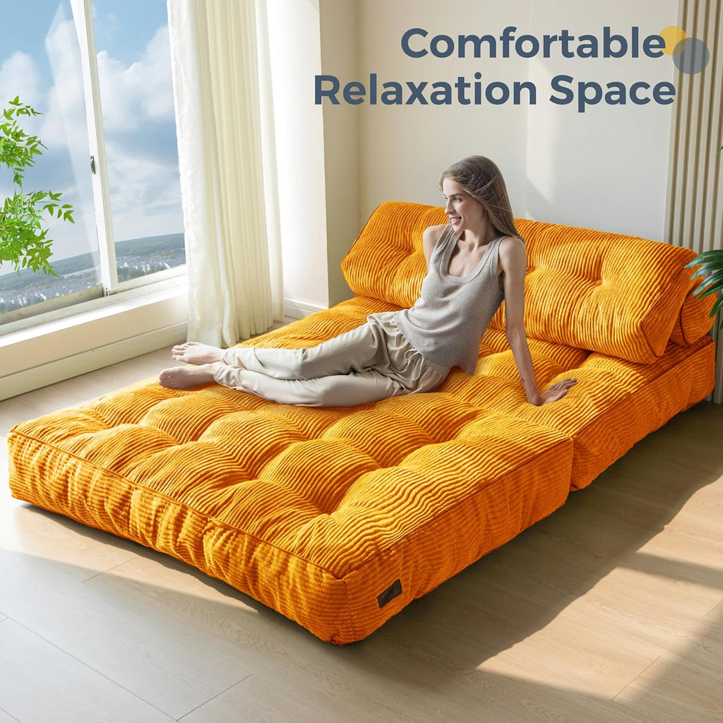 MAXYOYO Folding Sofa Bed Convertible Sleeper Chair with Pillow Foldable Mattress with Back Support wourant
