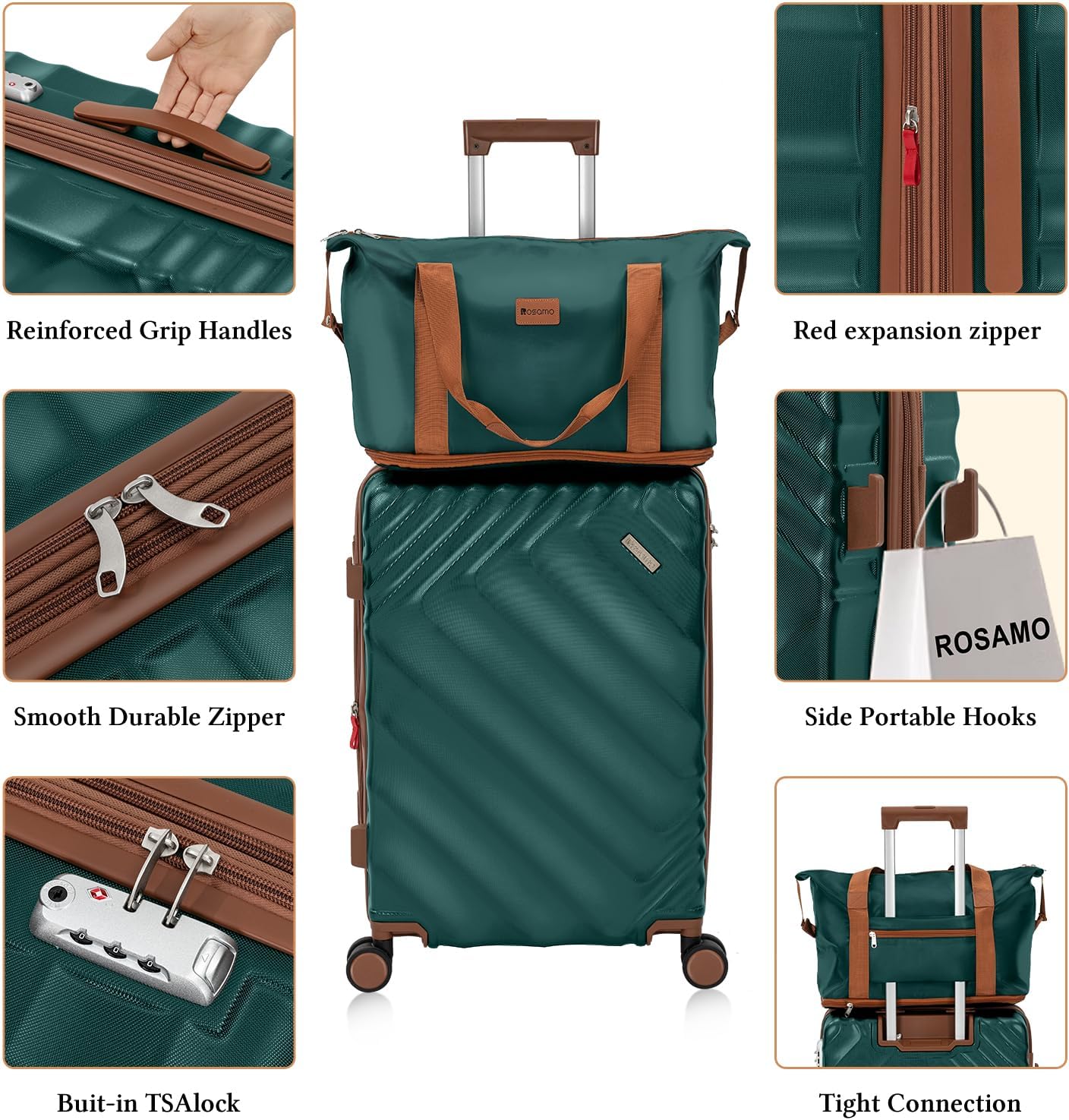 5 piece luggage set expandable suitcase 22x14x9 aviation certified durable waterproof travel set wourant