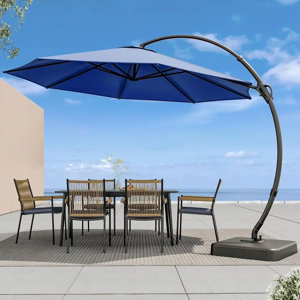 LAUSAINT HOME Outdoor Patio Umbrella with Base included 11 FT Deluxe Curvy Cantilever Umbrella wourant