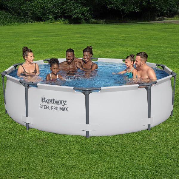 Steel Pro MAX 10 Foot x 30 Inch Round Metal Frame Above Ground Backyard Swimming Pool Set wourant