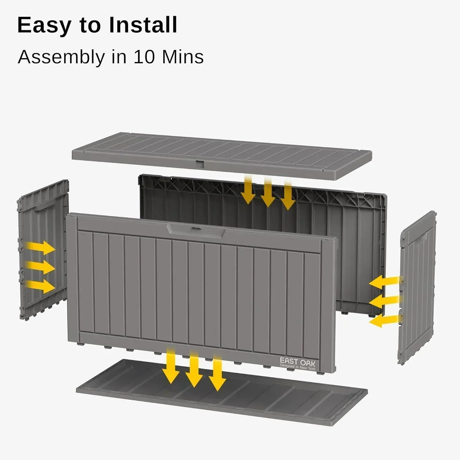 EAST OAK Outdoor Storage Box 60 Gallon Deck Box Indoor and Outdoor Use Waterproof Resin Storage wourant
