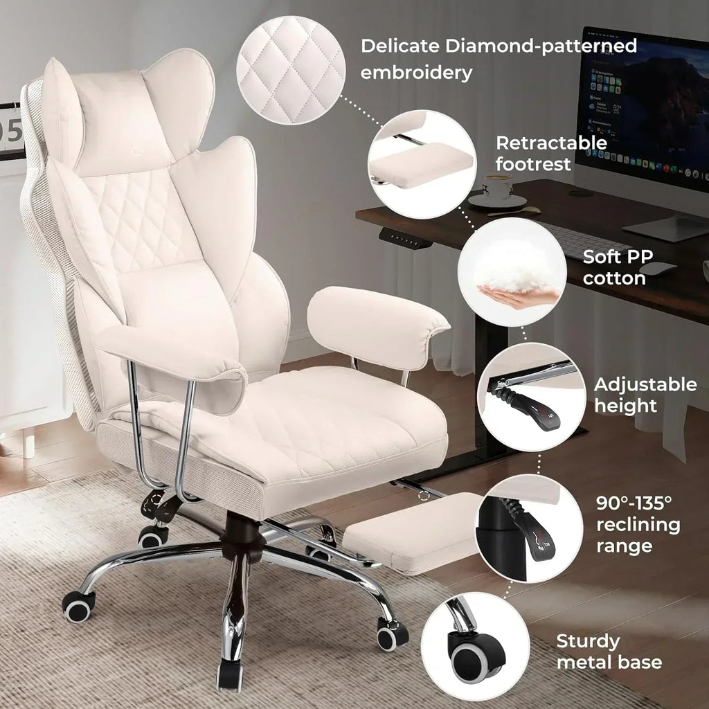 Large high back office chair high back leather gaming chair with footrest wourant