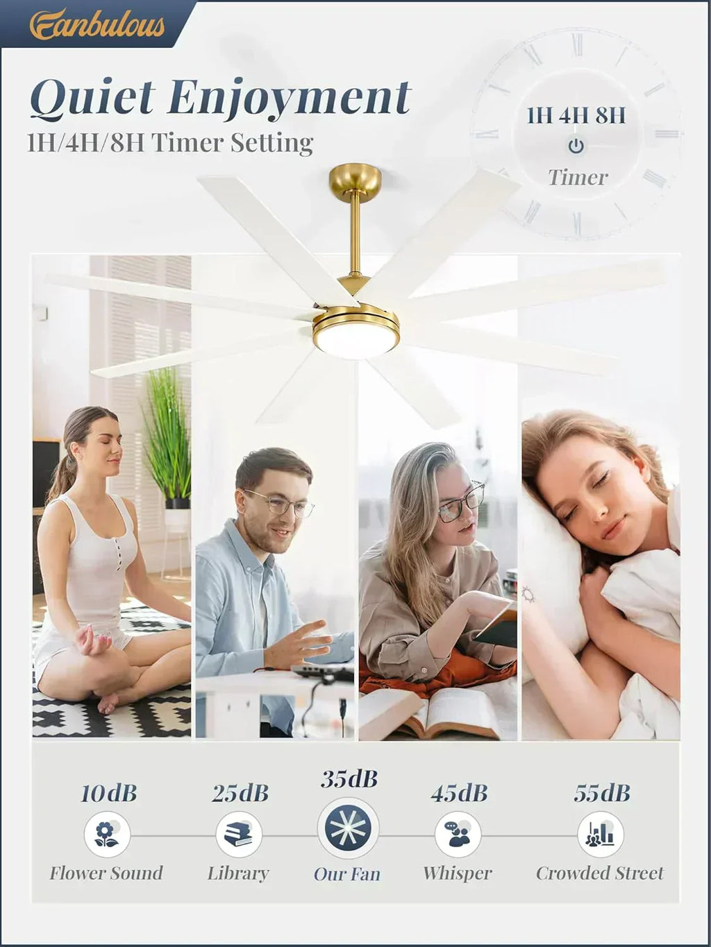 Ceiling Fan Indoor/Outdoor 8 Blades 65 inches wourant