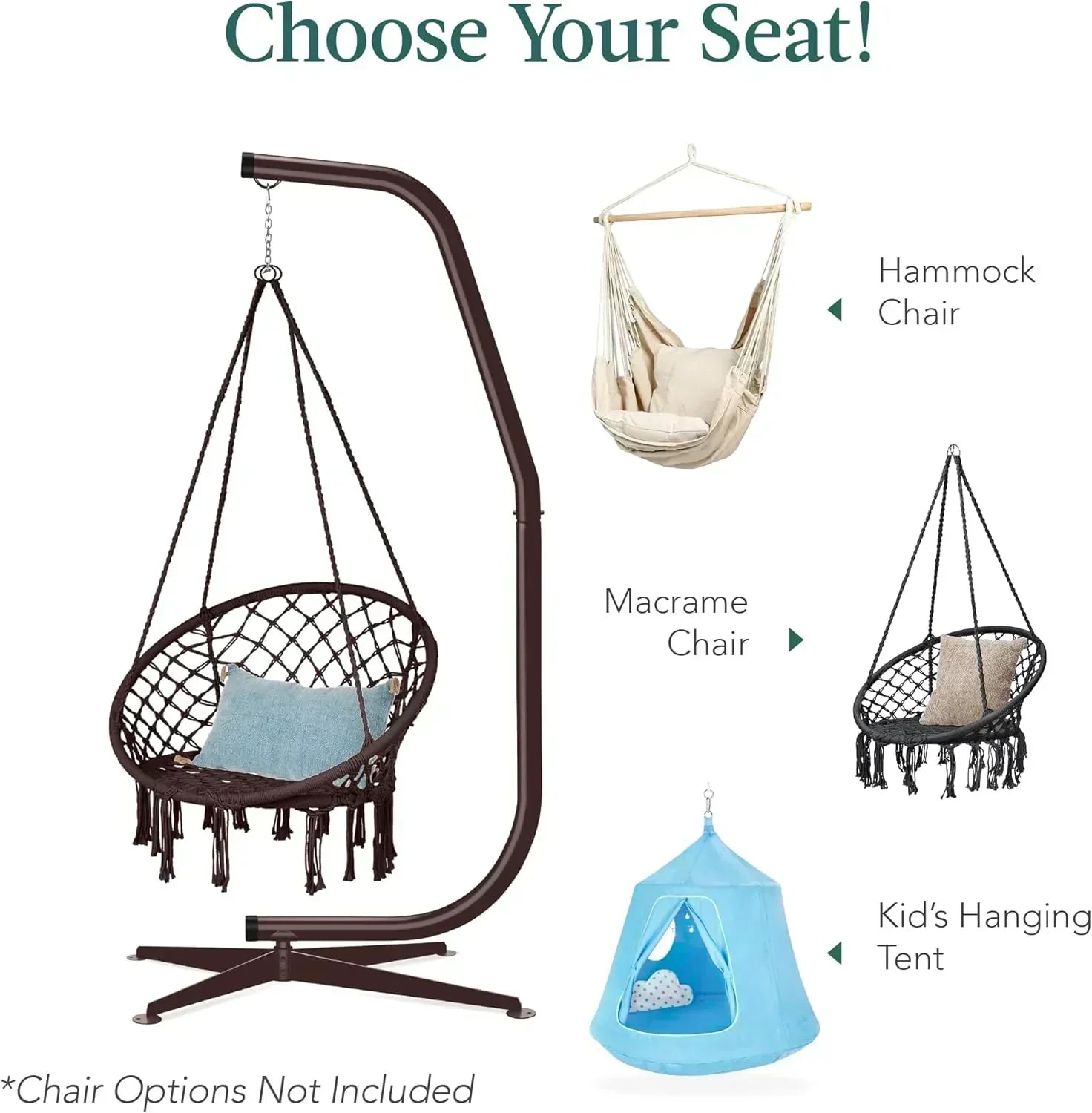 Best Choice Products Metal Hanging Hammock C-Stand for Chair Weather Resistant Finish wourant