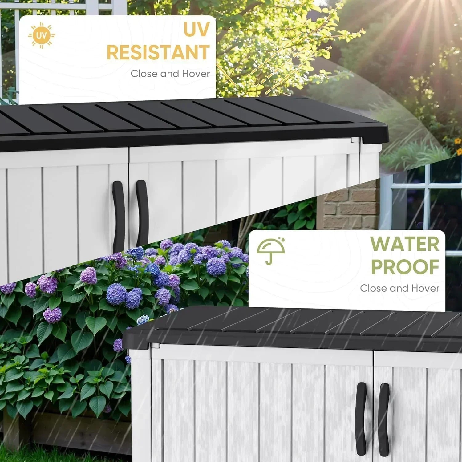 Devoko Outdoor Storage Cabinet 26 Cu Ft with Lockable Doors Horizontal Storage Shed Waterproof wourant