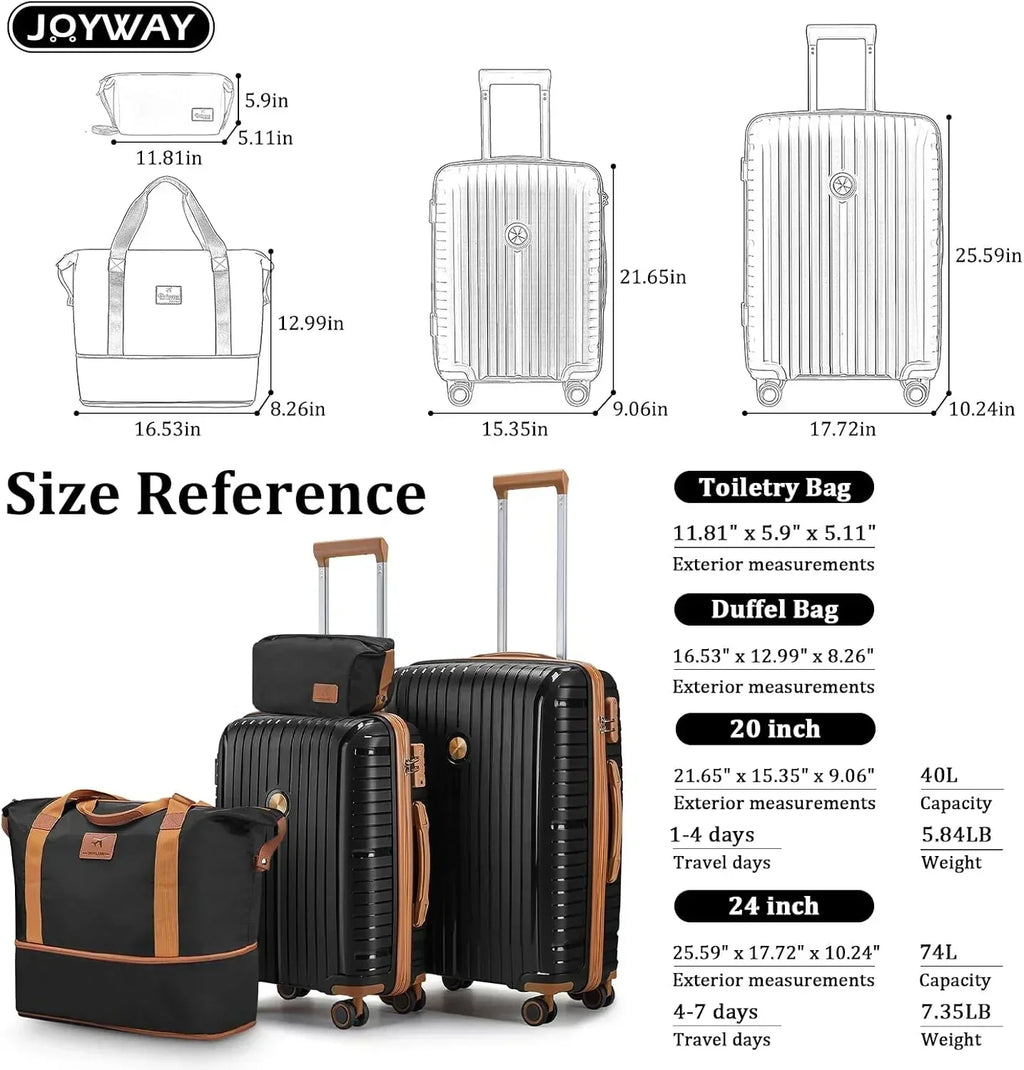 5-piece PP hardshell lightweight travel carry-on luggage set with dual spinner wheels wourant