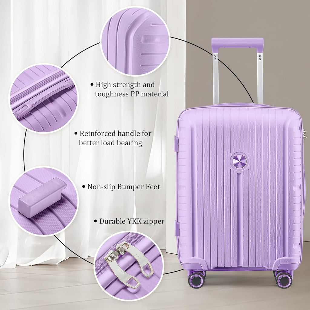 5-piece PP hardshell lightweight travel carry-on luggage set with dual spinner wheels wourant