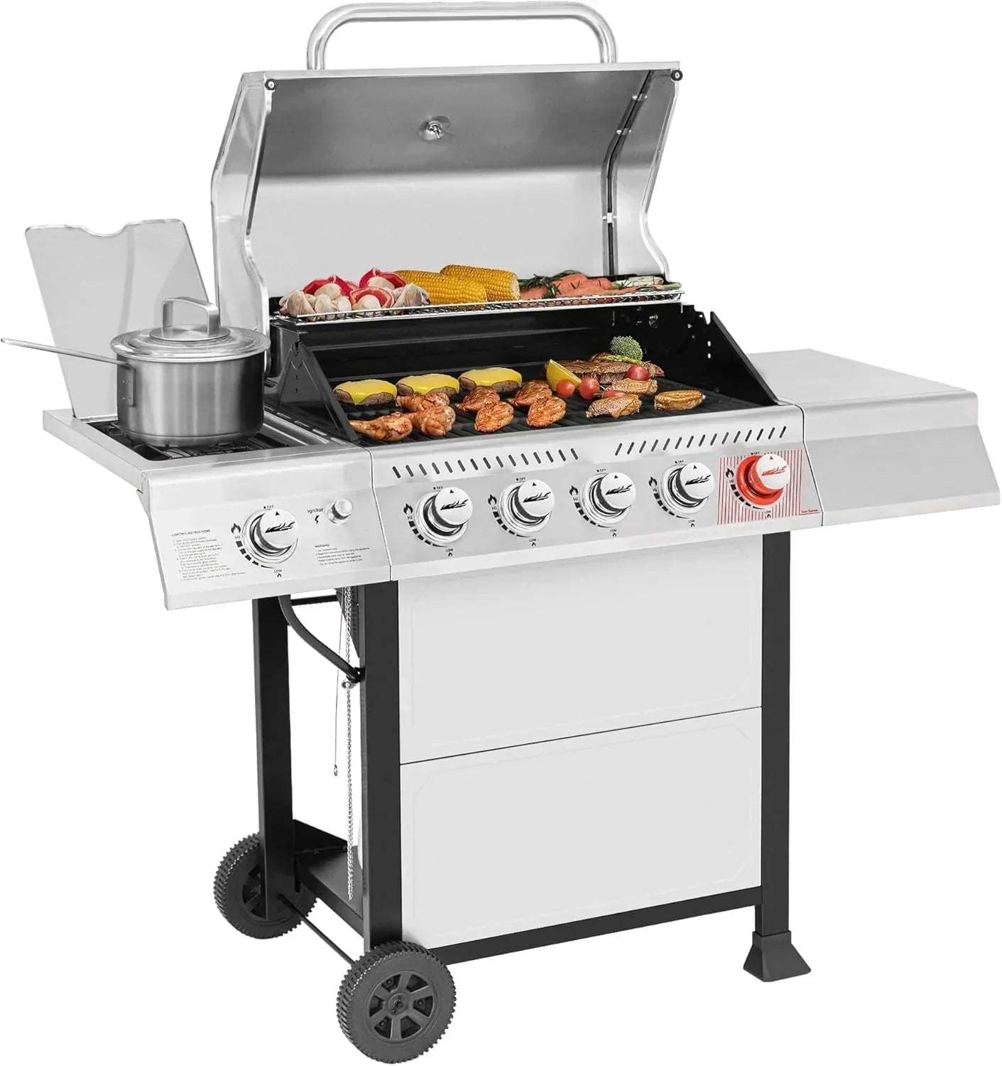 Royal Gourmet GA5401T 5-Burner Propane Gas Grill Sear Burner Side Burner Stainless Steel BBQ Grill wourant