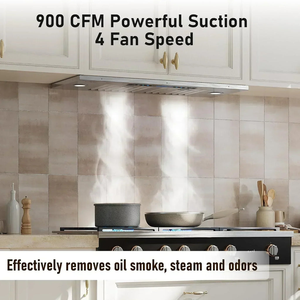 IKTCH 30" Built-in Plug-in Range Hood 900 CFM Stainless Steel Kitchen Range Hood wourant