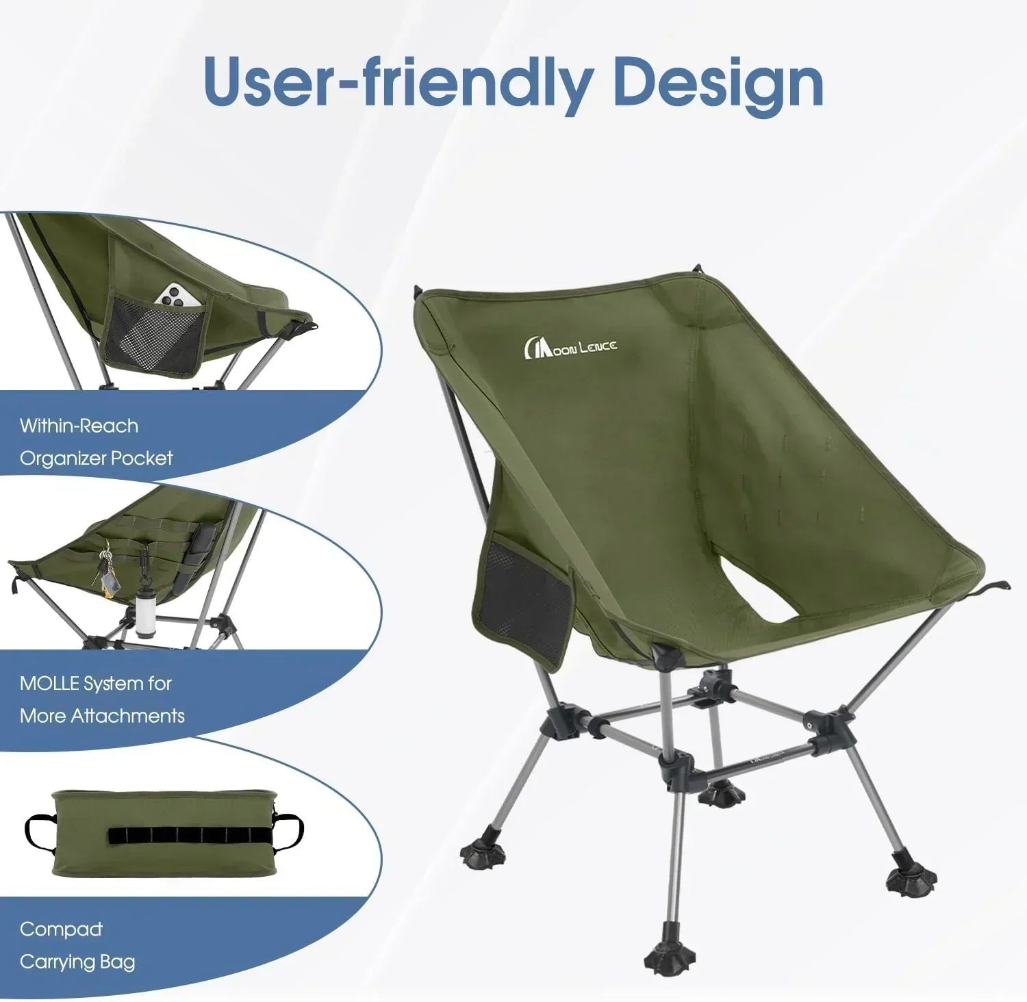Portable Camping Chair Plus Folding Chair for Backpacking and Hiking wourant