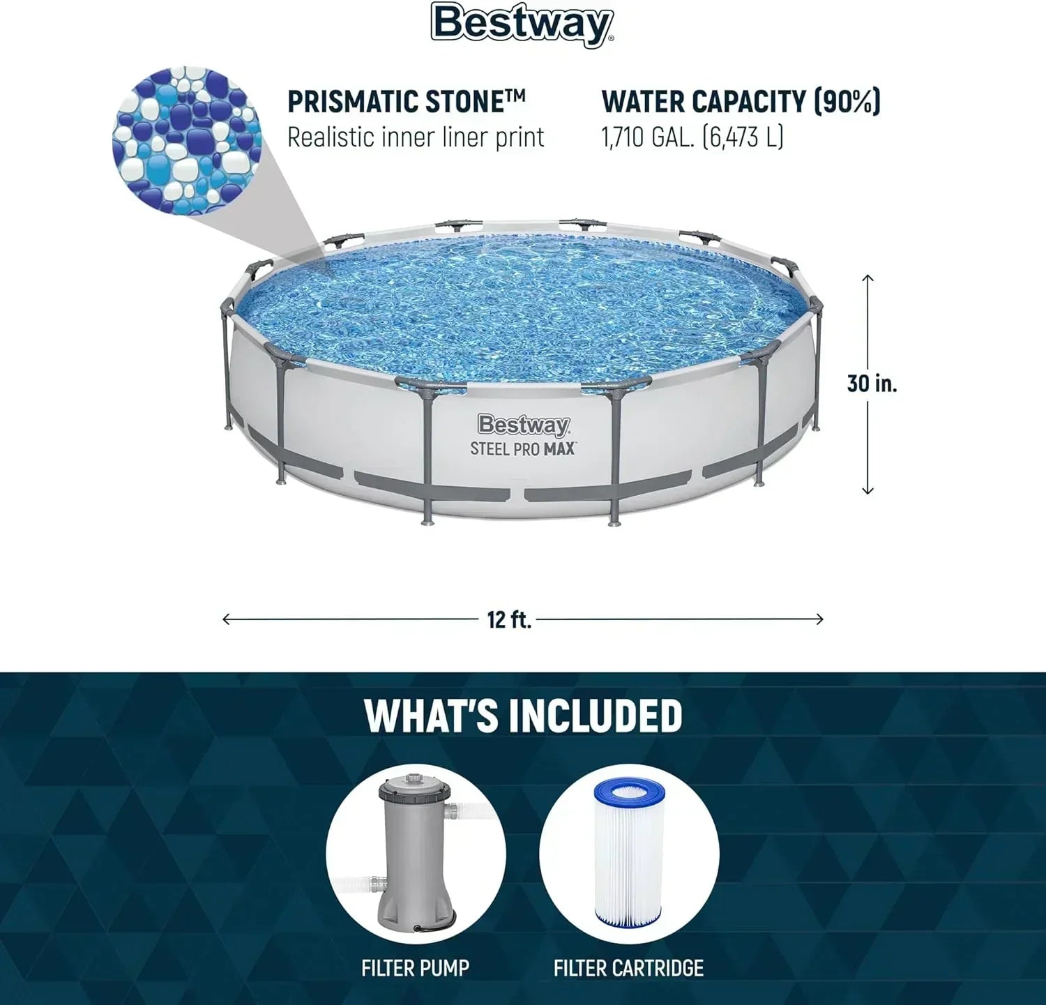 Steel Pro MAX 10 Foot x 30 Inch Round Metal Frame Above Ground Backyard Swimming Pool Set wourant