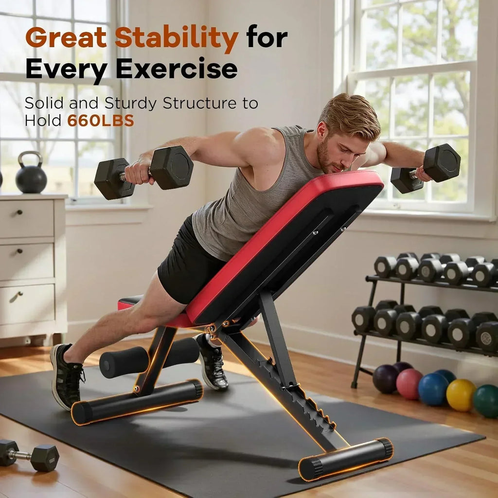 Basic Weight Bench for Home Gym Foldable Workout Bench with 8 Backrest Capacity Adjustable Bench wourant