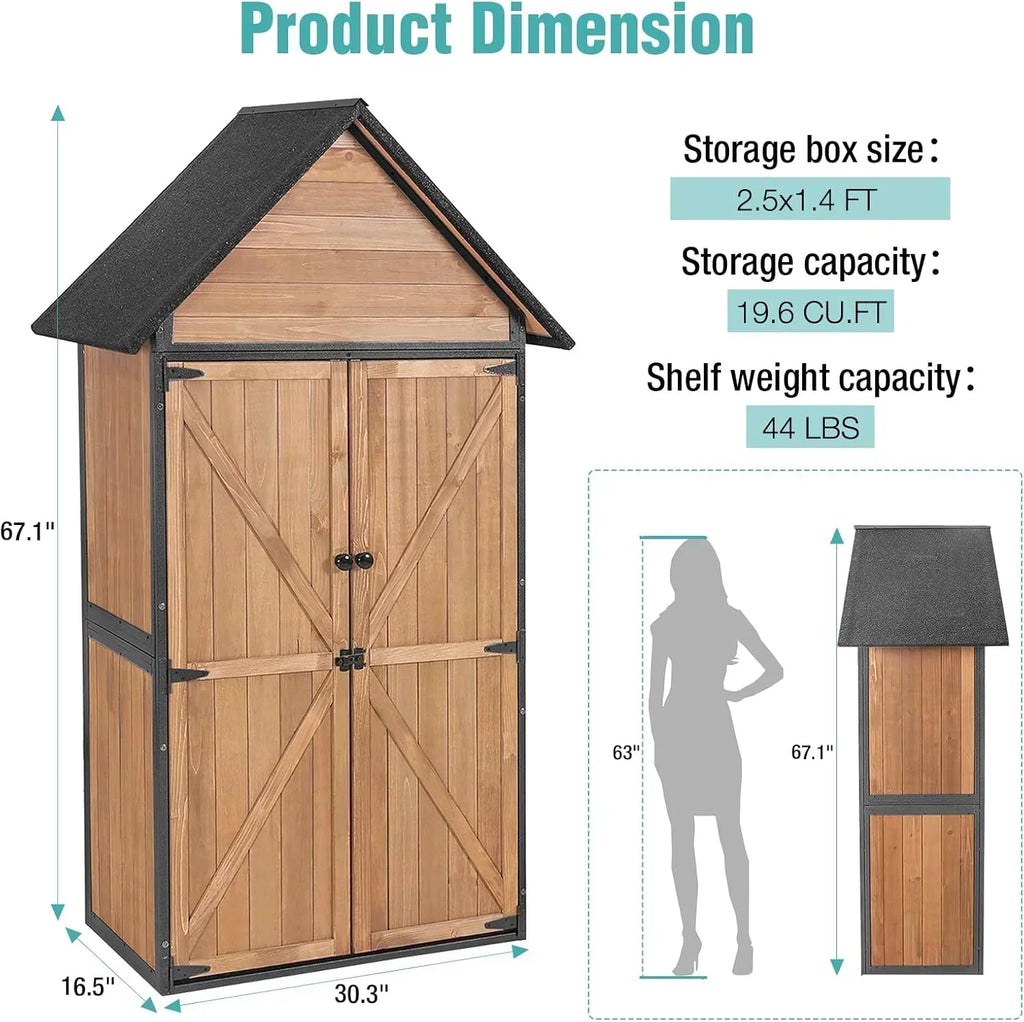 Sheds Outdoor Storage Garden Shed with Metal Frame Structure Adjustable Shelves Capacity Storage wourant