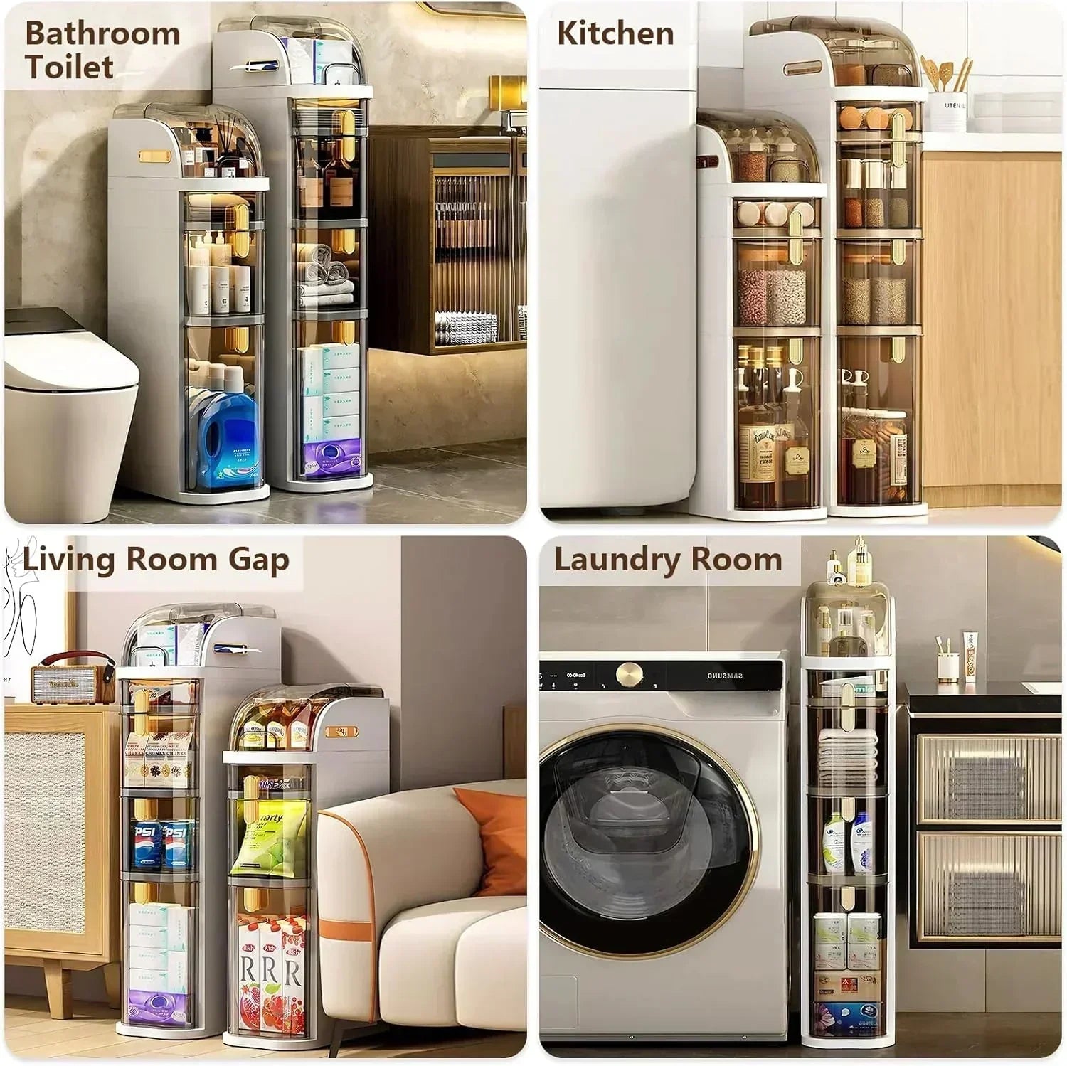 4-Tiers Narrow Bathroom Storage Cabinet 7.1 Slim Bathroom Floor Organizer with Drawers wourant