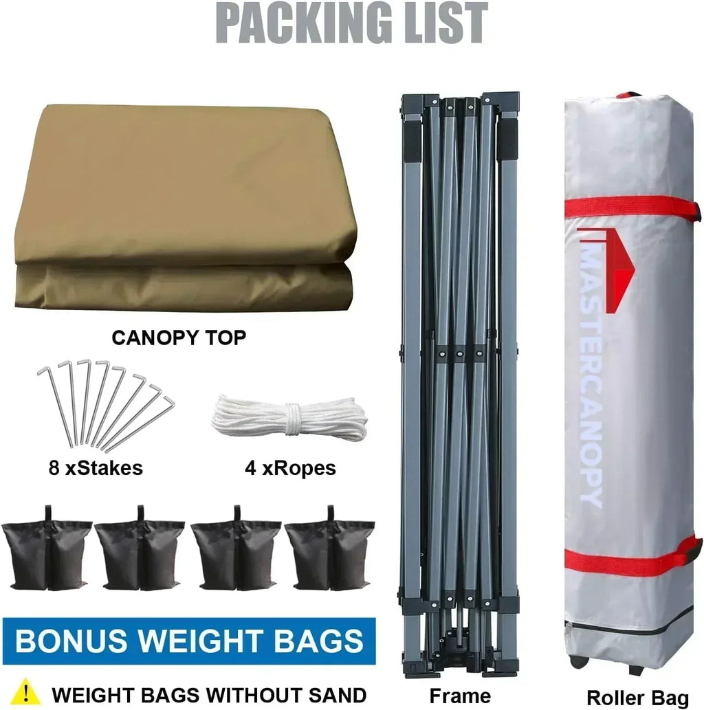 Durable Pop-up Canopy Tent with Roller Bag (10x10 Black) wourant