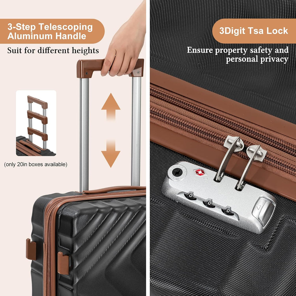 5 piece luggage set expandable suitcase 22x14x9 aviation certified durable waterproof travel set wourant