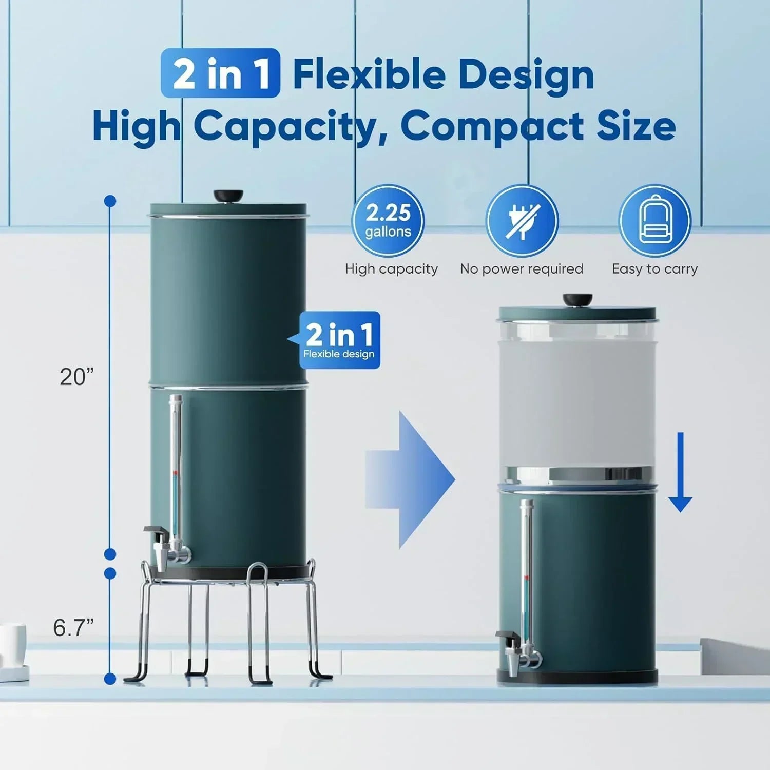 Purewell three-stage 0.01μm ultrafiltration gravity water filtration system 304 wourant