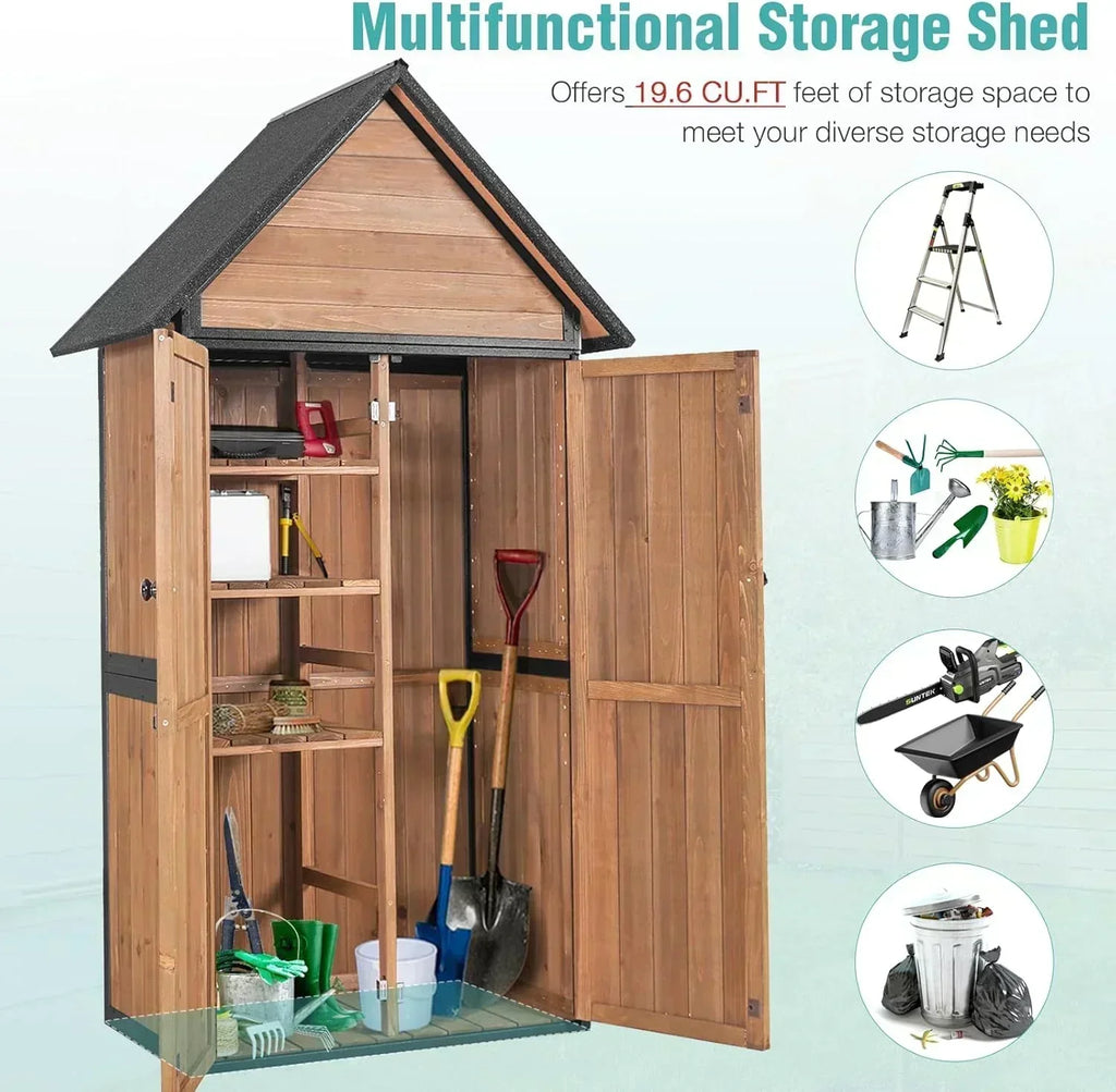 Sheds Outdoor Storage Garden Shed with Metal Frame Structure Adjustable Shelves Capacity Storage wourant