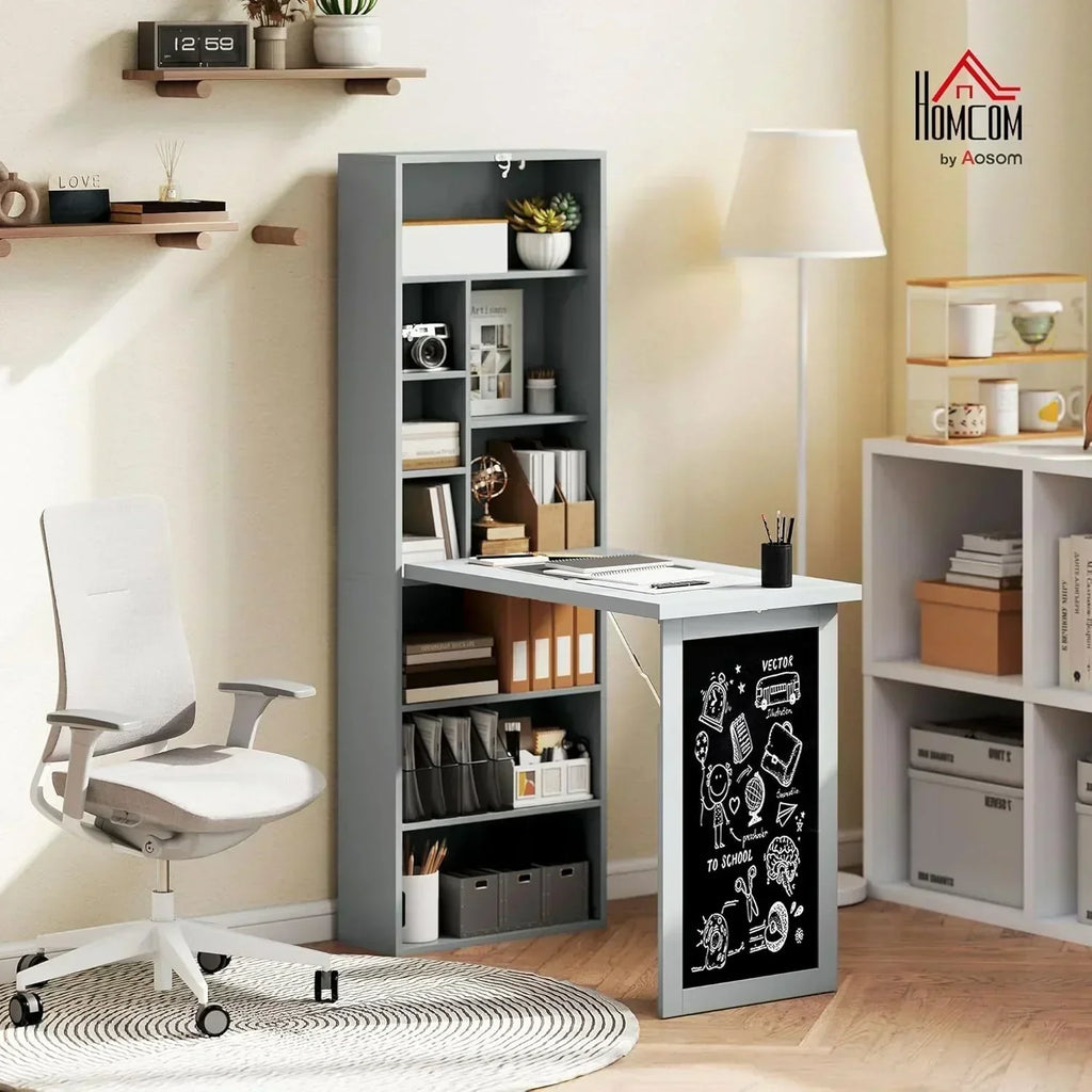 Folding convertible writing desk wall mounted desk cabinet multifunctional home workstation wourant