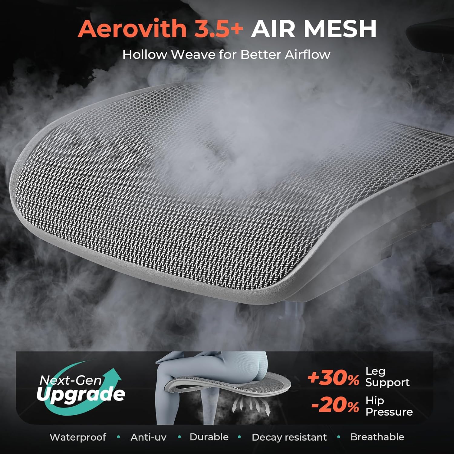 Ergonomic Mesh Office Chair with Adjustable Lumbar High Back Desk Chair 400 lbs wourant