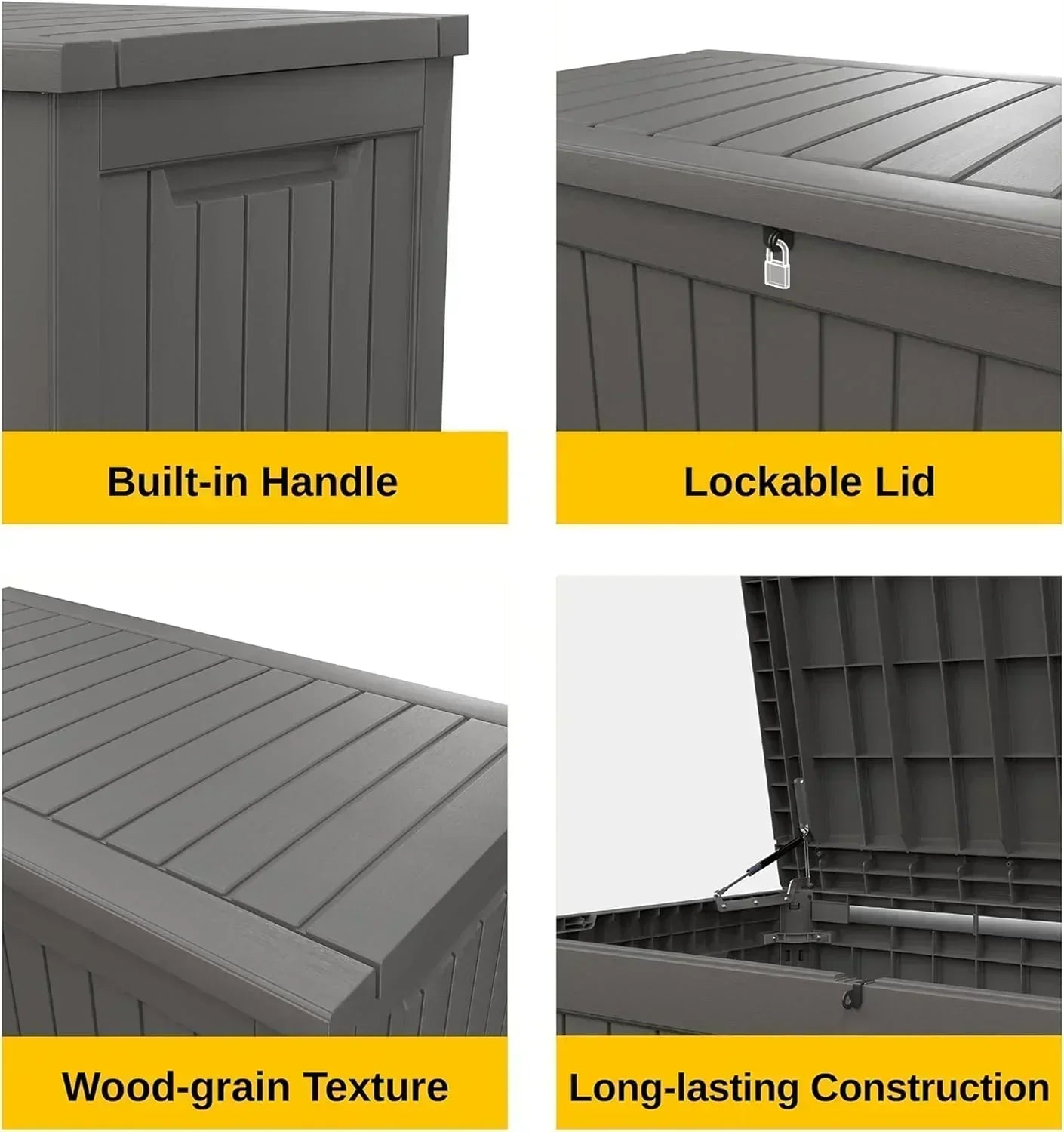 EAST OAK Outdoor Storage Box 60 Gallon Deck Box Indoor and Outdoor Use Waterproof Resin Storage wourant
