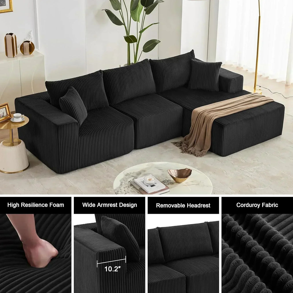 108-inch modular sofa cloud modular sofa with deep seat and reclining chair upholstered sofa wourant