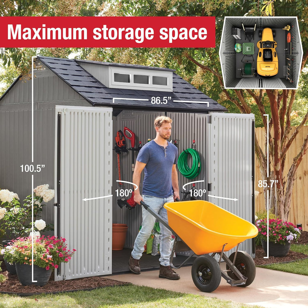 Rubbermaid Resin Outdoor Storage Shed With Floor Weather Resistant Gray Organization for Home wourant