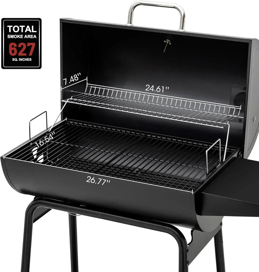 Royal Gourmet CC1830 30 Inch Barrel Charcoal Grill with Side Table Outdoor BBQ Grill  for Backyard wourant