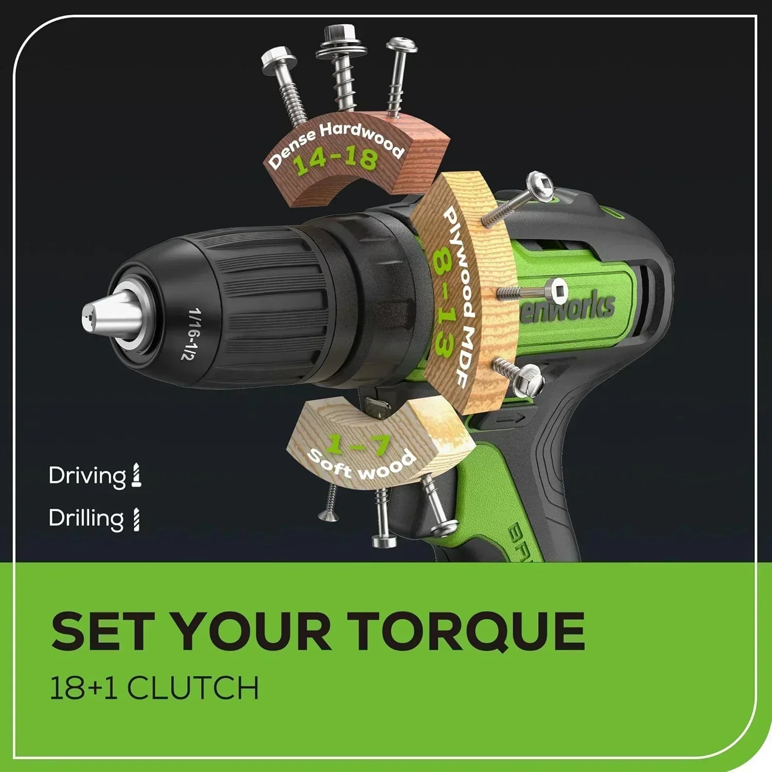 24V Brushless Cordless Drill Impact Driver Power Tool Combo Kit Included 1/2”Drill & 1/4”Hex wourant
