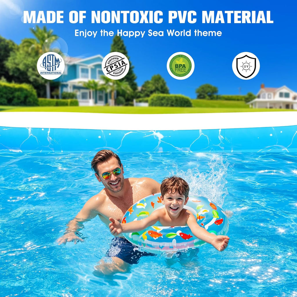 Inflatable Pool with Seat and Pool Lights Durable Thickened Large Size Family Inflatable Pools wourant