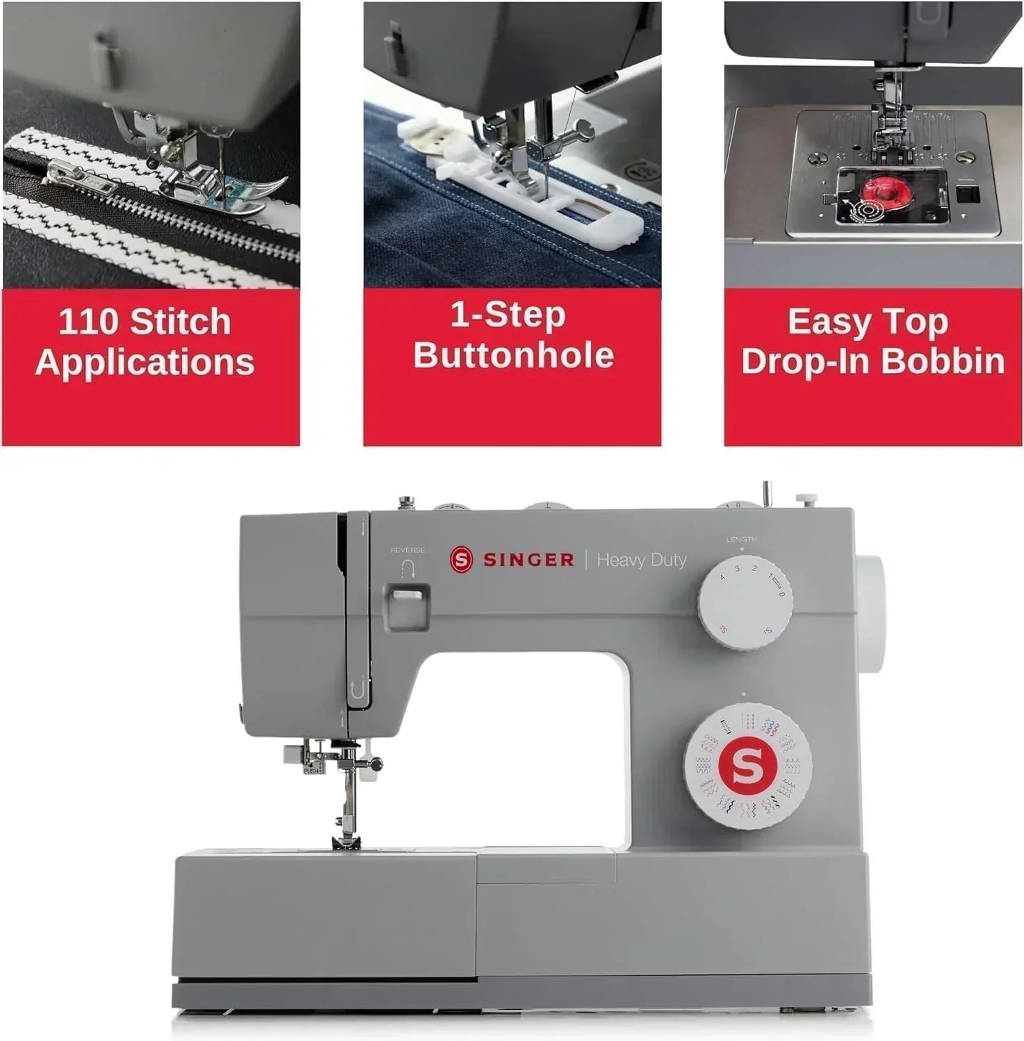 SINGER Heavy Duty 4452 High Speed Sewing Machine Accessory Kit Strong Motor 110 Stitch Applications wourant