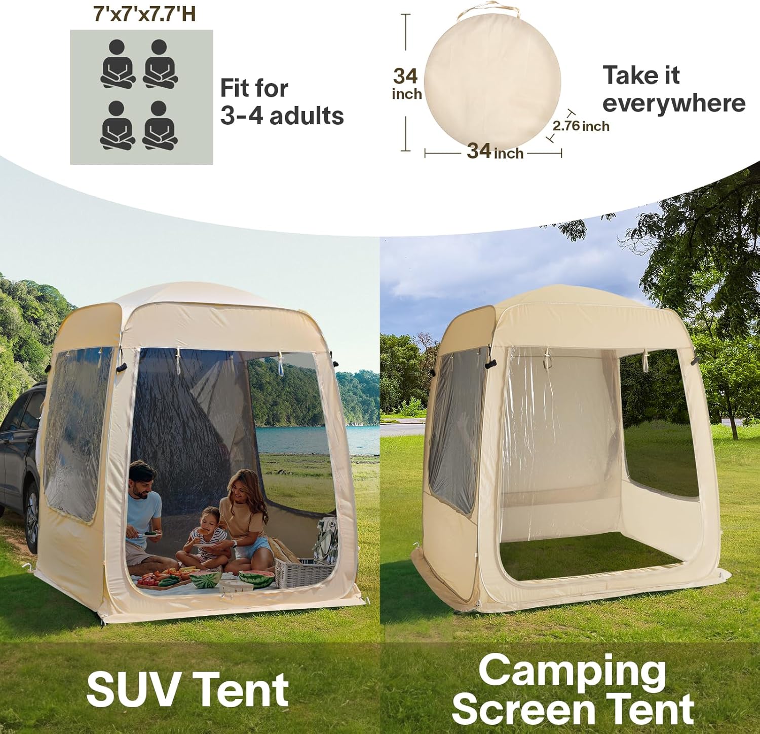 Alvantor Screen House Gazebo Pop Up Igloo Screened Canopy Tent with Mosquito Netting Sides wourant