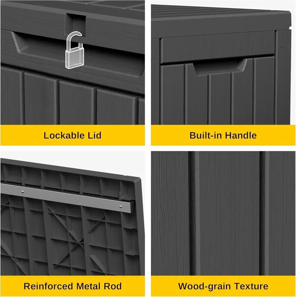 EAST OAK Outdoor Storage Box 60 Gallon Deck Box Indoor and Outdoor Use Waterproof Resin Storage wourant